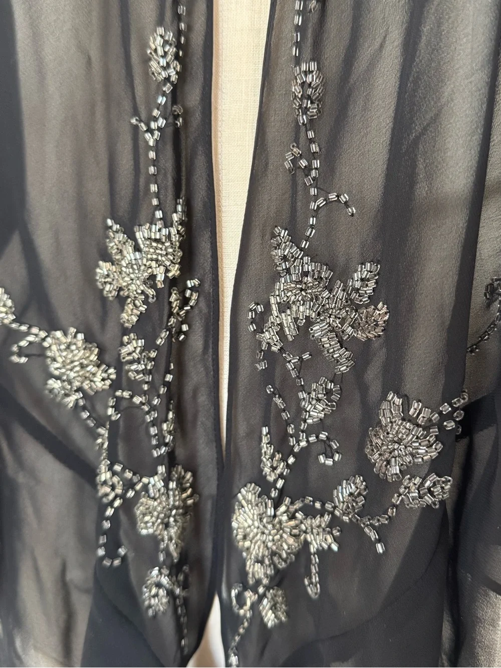 Black Ruffled Beaded Capelet OS - Picture 6 of 8